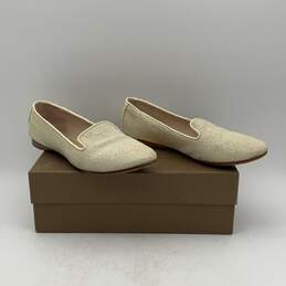 NIB Donald J Pliner Womens White Beaded Round Toe Slip-On Flats Size 8.5
