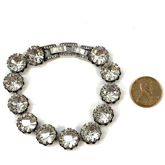 Designer Stella & Dot Silver-Tone Multiple Crystal Cut Stone Chain Bracelet image number 2