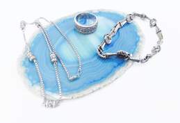 Romantic Judith Jack 925 Sterling Silver Marcasite CZ Barrel Charm Necklace Bracelet & Ring 32.3g