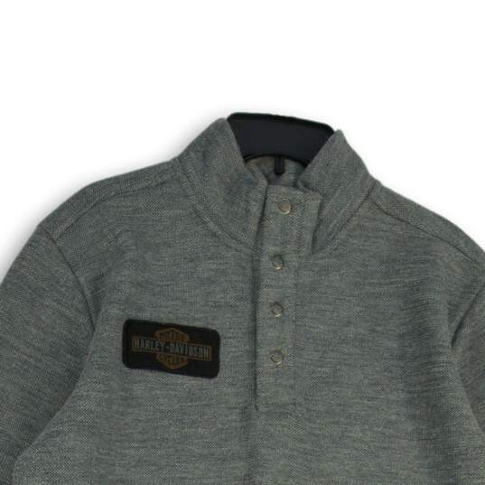 Mens Gray Heather Long Sleeve Mock Neck 1/4 Zip Pullover Sweater Size L image number 3