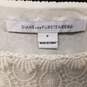 Womens White Lace Short Sleeve Round Neck Pullover Blouse Top Size PP image number 3