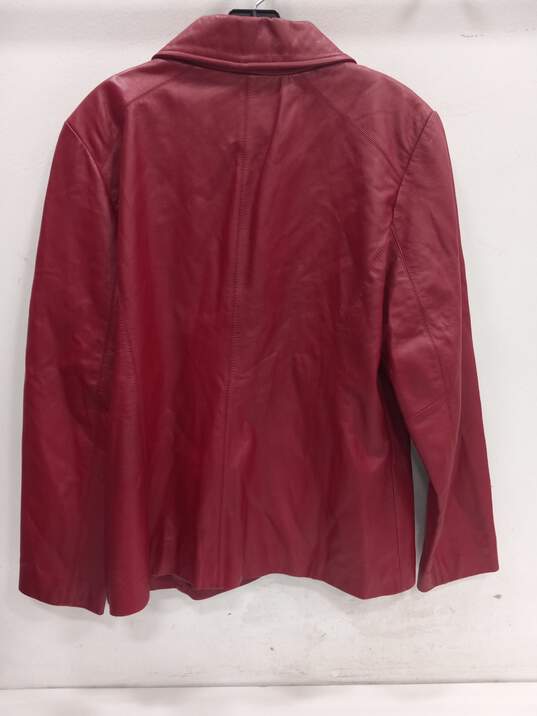 Worthington Red Leather Jacket Women's Size L image number 2