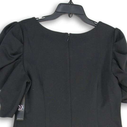 NWT New York & Company Womens Black Flutter Sleeve Back Zip Sheath Dress Size L image number 4