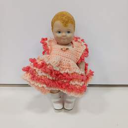 Vintage 1991 Daisy Kingdom Vinyl Doll Peach Knit Outfit 12"