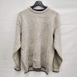 VTG Woolrich MN's Crewneck Heather Beige & Blue Trim Sweater Size XL