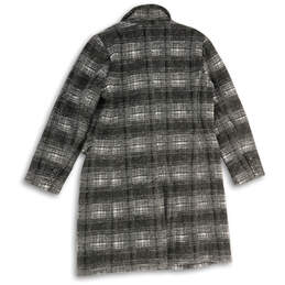 Womens Gray Plaid Notch Lapel Long Sleeve Flap Pocket Overcoat Size L alternative image