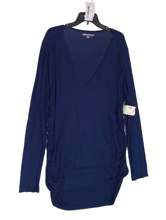NWT Womens Navy Blue Nursing Crossover Long Sleeve Blouse Top Size XXL Plus image number 3