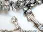 Vintage Clear & Black Icy Rhinestone Silver Tone Necklace Bracelets & Screw Back Earrings 68.6g image number 3