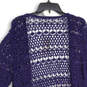 NWT Womens Navy Crochet Long Sleeve Open Front Cardigan Sweater Size 3 image number 4