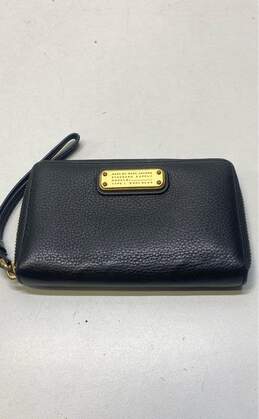 Marc By Marc Jacobs Black Leather Zip Around Card Wallet Wristlet
