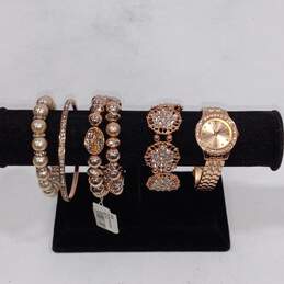 Bundle of Assorted Rose Gold Toned Fashion Jewelry