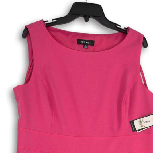 NWT Womens Pink Round Neck Stretch Sleeveless Knee Length A-Line Dress Size 14 image number 3