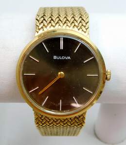 Men's Vintage Bulova 17 Jewels Swiss Heavy Gold Plate Band Watch 65.7g