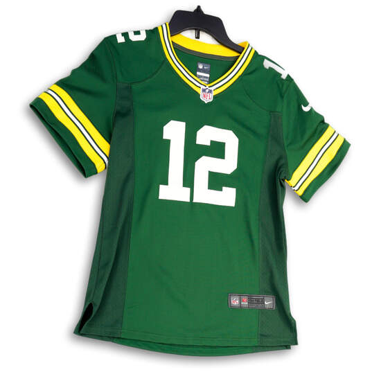 Womens Green On Field GB Packers #12 Aaron Rodgers Football Jersey Size L image number 1