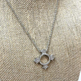 Designer Swarovski Silver-Tone Clear Rhinestone Pendant Necklace With Box