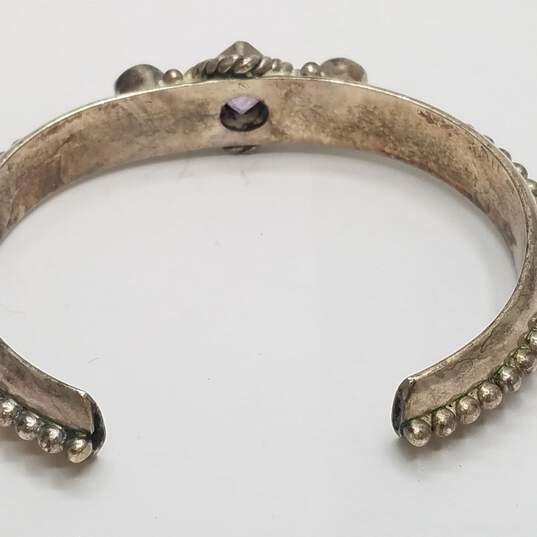 Sterling Silver Assorted Gemstone Beaded 5 1/4" Cuff Bracelet 30.0g image number 5