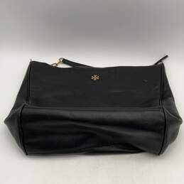 Tory Burch Womens Black Gold Semi Chain Strap Inner Zipper Pocket Tote Handbag