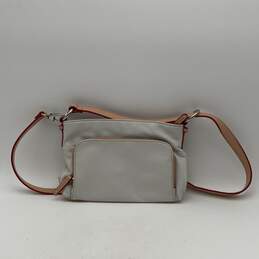 Tignanello Womens White Beige Leather Outer Pocket Zipper Crossbody Bag alternative image