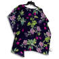 NWT Womens Multicolor Floral Crew Neck Pullover Poncho Blouse Top Size OS image number 2