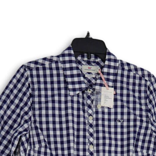 NWT Womens Blue White Gingham Collared Long Sleeve Button-Up Shirt Size 10 image number 3