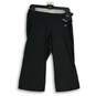 NWT Womens Black Elastic Waist Flat Front Straight Leg Capri Pants Size M image number 1