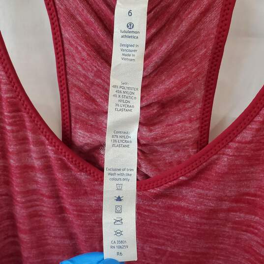 Lululemon Red Active Double Strap Tank Top Size 6 image number 3