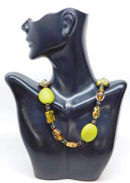 Artisan 925 Green Glass Bronzite & Jasper Bead Necklace Earrings & Bracelets Set alternative image