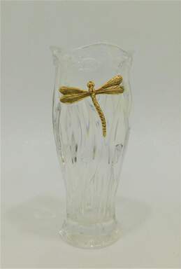 Gorham Crystal Dragonfly Vase Rare 9” Vintage Mcm Mid Century