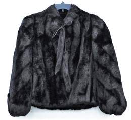 Grandella II Vintage Black Designer Faux Fur Coat Womens SZ 0