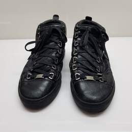 Balenciaga Black Leather Lace Up Sneakers Mens Size 40 AUTHENTICATED