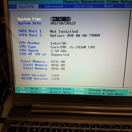 SAMSUNG 700Z 14in Laptop Intel i5-2450M CPU 8GB RAM NO HDD image number 8