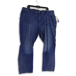 NWT Womens Blue Denim Medium Wash 5-Pocket Design Cropped Jeans Size 26W