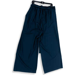 NWT Womens Blue Flat Front Slash Pockets Wide Leg Paperbag Pants Size 2 alternative image