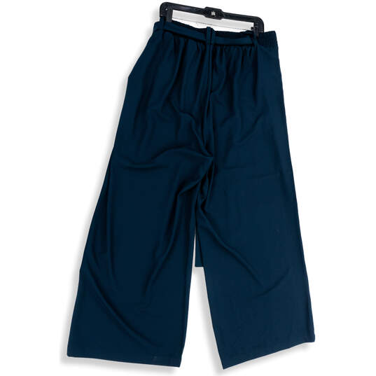 NWT Womens Blue Flat Front Slash Pockets Wide Leg Paperbag Pants Size 2 image number 2