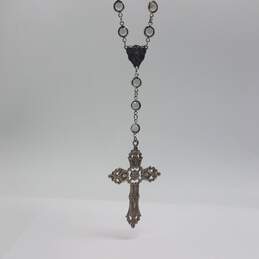 Sterling Silver Crystal Link Cross Rosary 25.4g