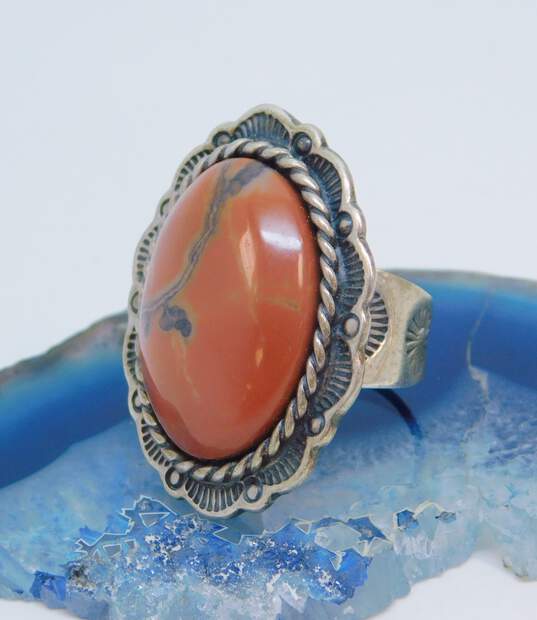 925 Carolyn Pollack Signed Chunky Agate Ring image number 1