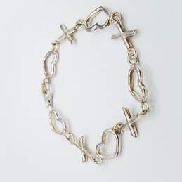 Sterling Silver Heart Linked Bracelet 9.5g