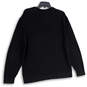 Mens Black Tight-Knit V-Neck Long Sleeve Pullover Sweater Size Large image number 2