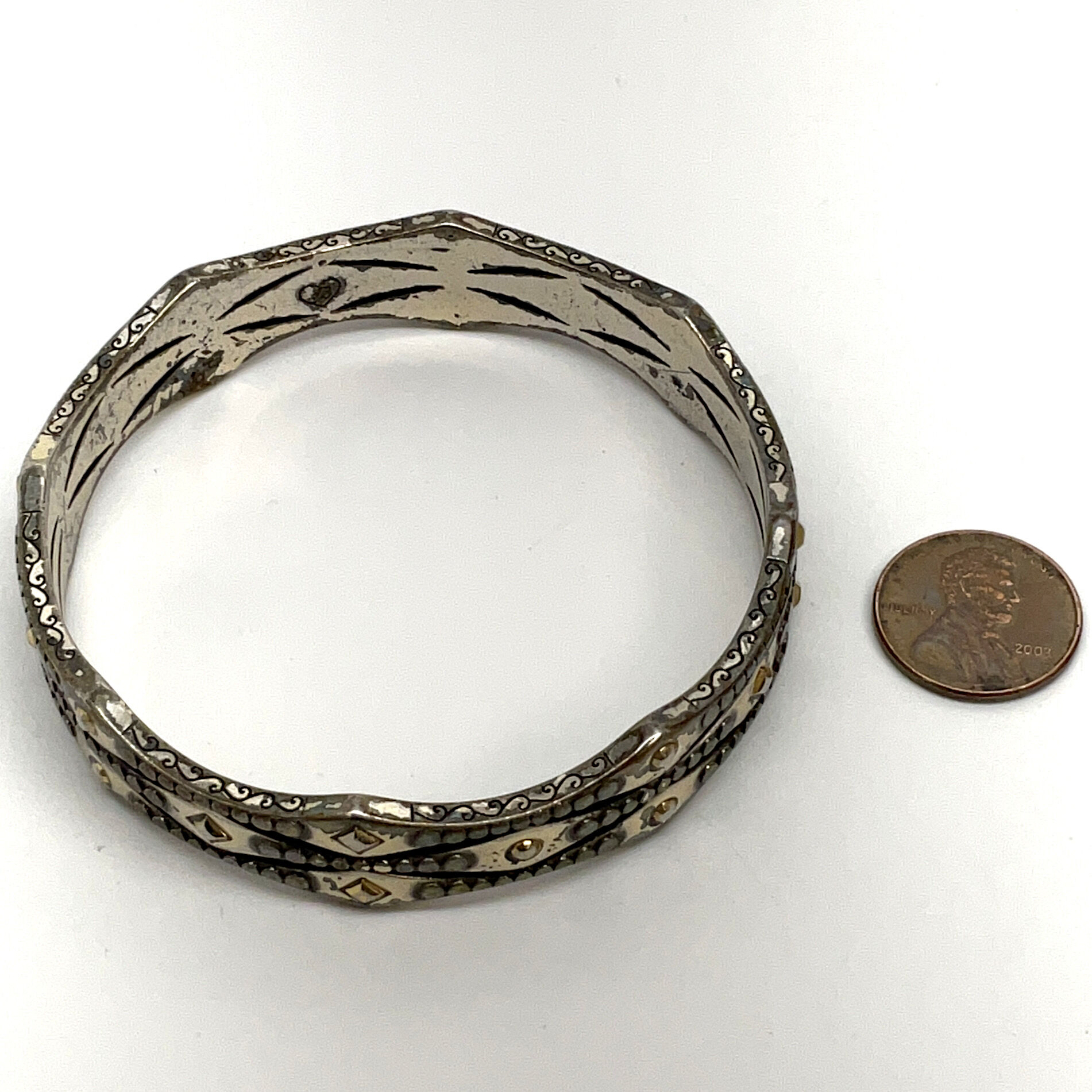Brighton | Silver & Black Genoa Tile Hinged Crystal Bangle Bracelet |  MINT! 💫💖 | eBay