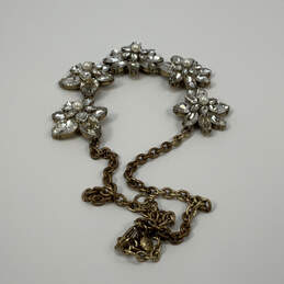 Designer J. Crew Gold-Tone Floral Crystal Cut Link Chain Statement Necklace alternative image