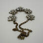 Designer J. Crew Gold-Tone Floral Crystal Cut Link Chain Statement Necklace image number 2