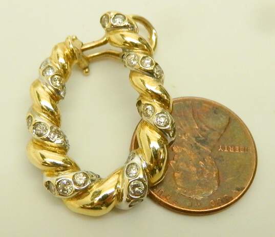 14K Yellow Gold 0.80 CTTW Diamond Single Omega Back Hoop Earring 5.9g image number 4