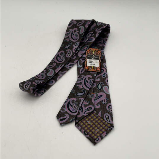 NWT Mens Multicolor Silk Paisley Classic Clip-On Pointed Designer Neck Tie image number 2