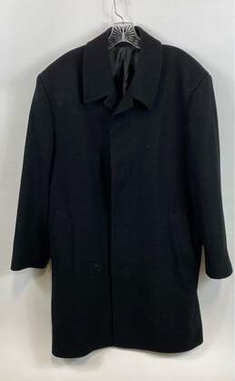 London Fog Mens Black Long Sleeve Collared Pockets Winter Overcoat Size 44