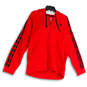 Womens Red Black Striped Long Sleeve Pockets Full-Zip Hoodie Size Medium image number 1