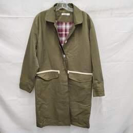 Mod Ref WM's Army Green Cotton Nylon Plaid Lining Overcoat Size SM