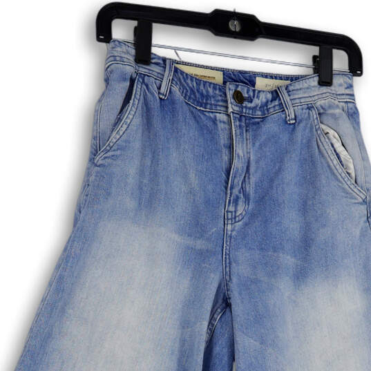 Womens Blue Denim Medium Wash Pockets Stretch Wide Leg Jeans Size 26 image number 4