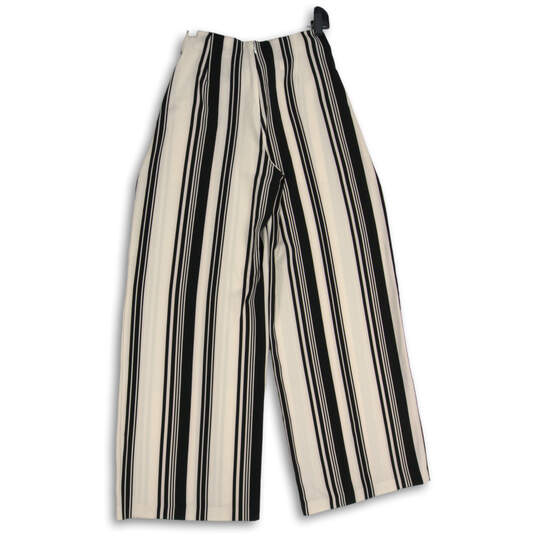 NWT Womens Black White Striped Tie Waist Wide Leg Paperbag Pants Size 10 image number 4