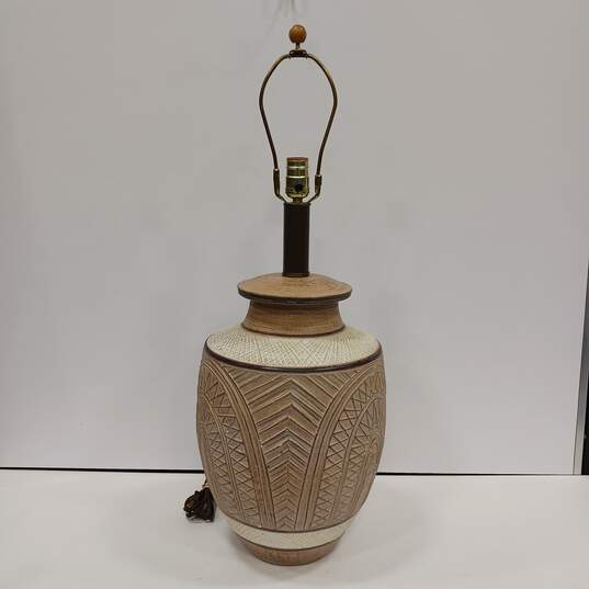 Large Ceramic Cream Colored Lamp image number 1