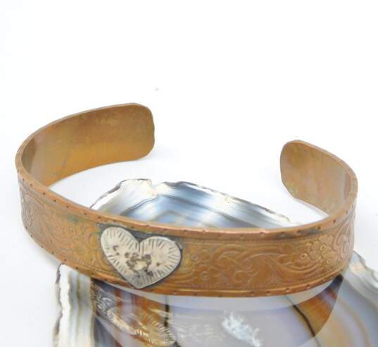 Margaret Sullivan Copper & Sterling Silver Floral Scrolled Cuff Bracelet 22.4g image number 3